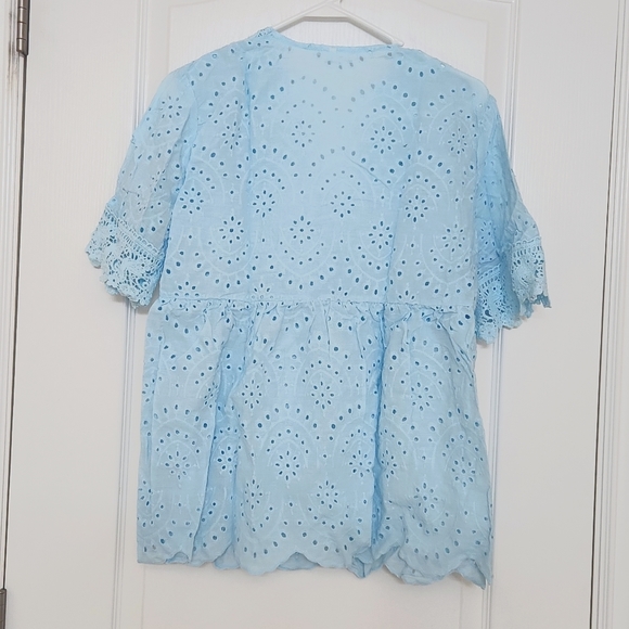 NWT 1XL Shein baby blue eyelet top - Picture 2 of 8
